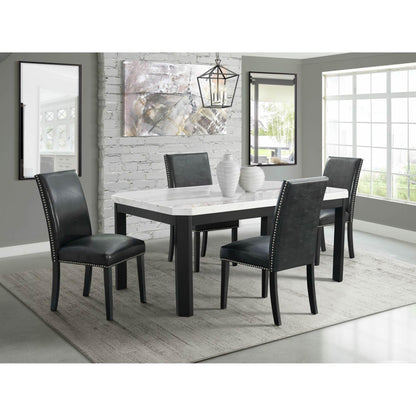  Elements International Meridian Faux Leather Side Chair Set in Black IMAGE 9