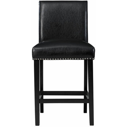  Elements International Meridian Faux Leather Counter Height Side Chair Set in Black IMAGE 2