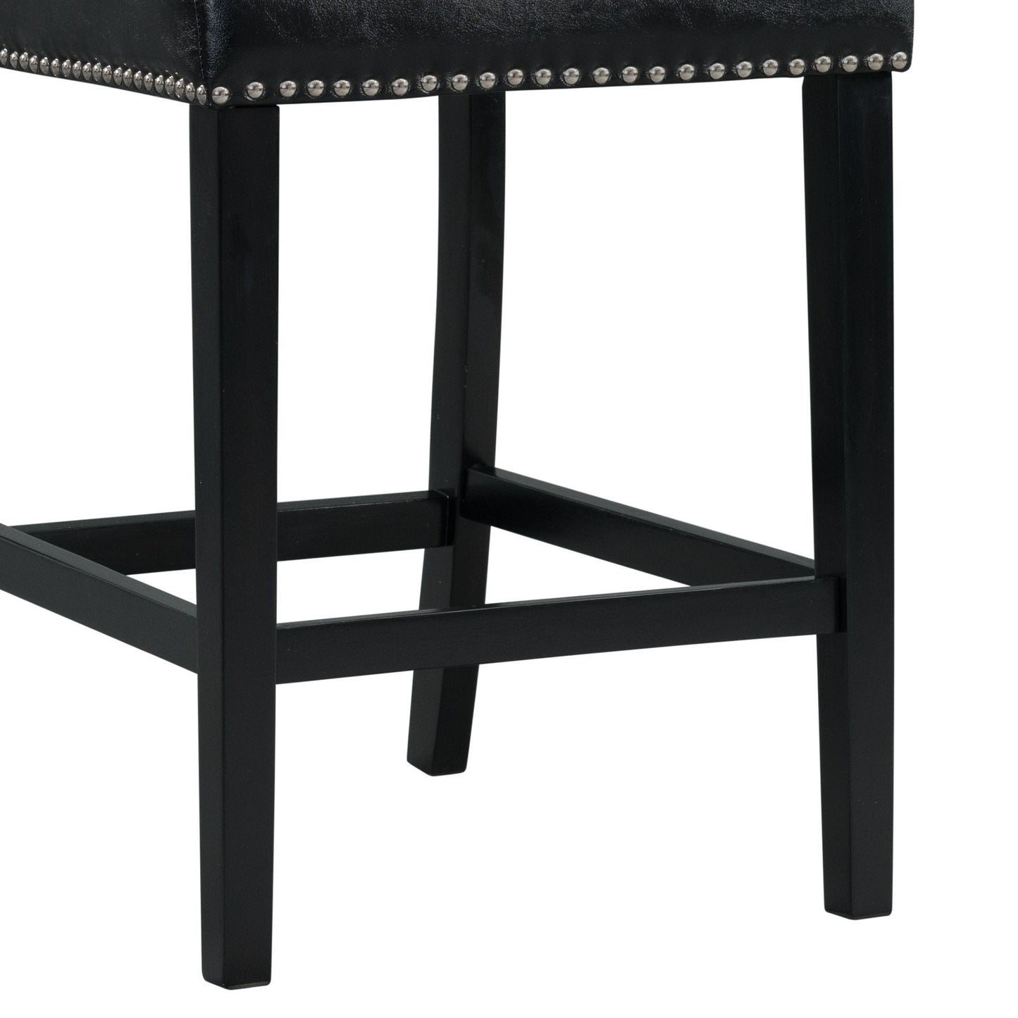  Elements International Meridian Faux Leather Counter Height Side Chair Set in Black IMAGE 8