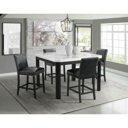  Elements International Meridian Faux Leather Counter Height Side Chair Set in Black IMAGE 9