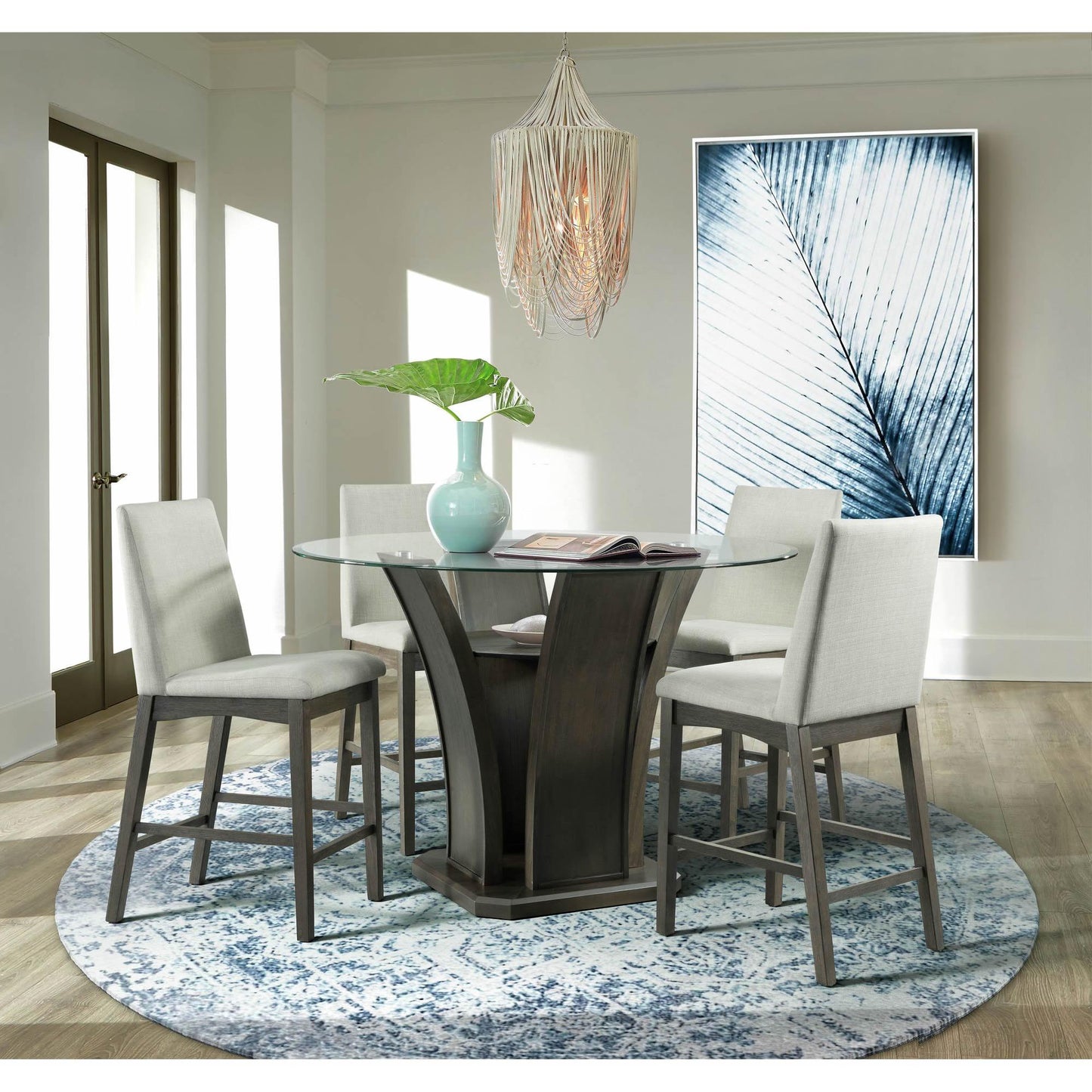  Elements International Dapper Counter Height Side Chair Set in Walnut IMAGE 8