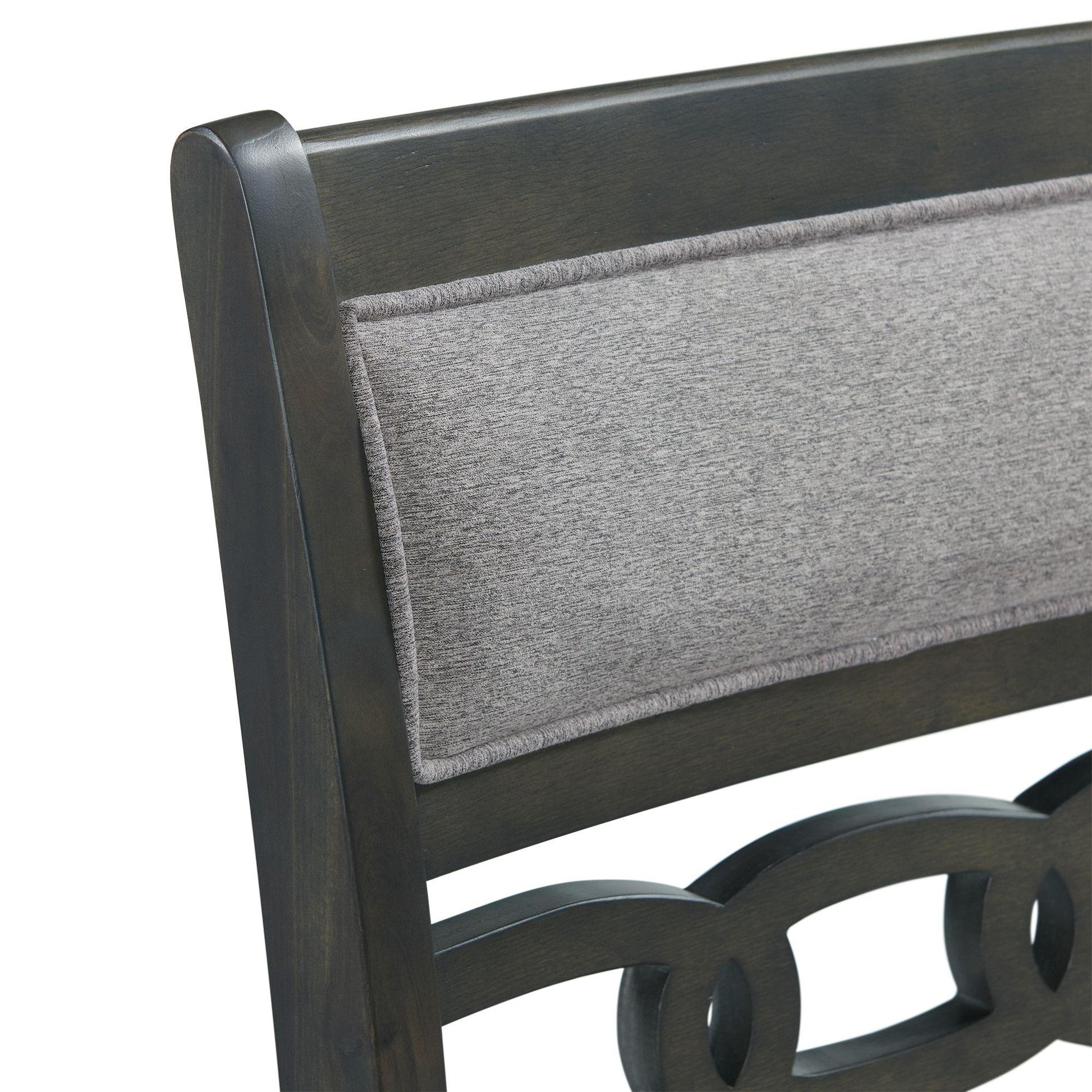  Elements International Amherst Dining Side Chair W/Fabric Cushion Side Stretcher Grey Finish IMAGE 4