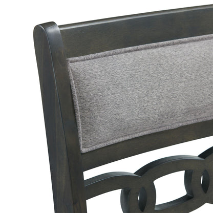  Elements International Amherst Dining Side Chair W/Fabric Cushion Side Stretcher Grey Finish IMAGE 4