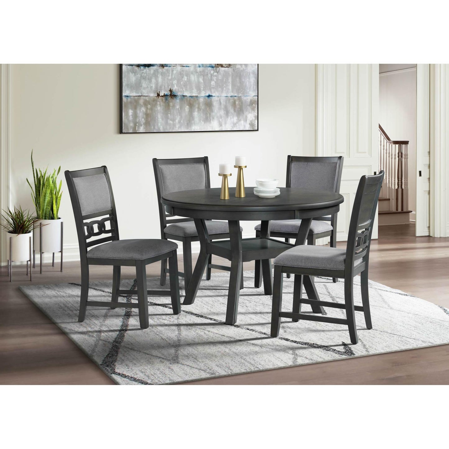  Elements International Amherst Dining Side Chair W/Fabric Cushion Side Stretcher Grey Finish IMAGE 7