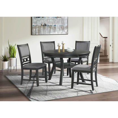  Elements International Amherst Dining Side Chair W/Fabric Cushion Side Stretcher Grey Finish IMAGE 7