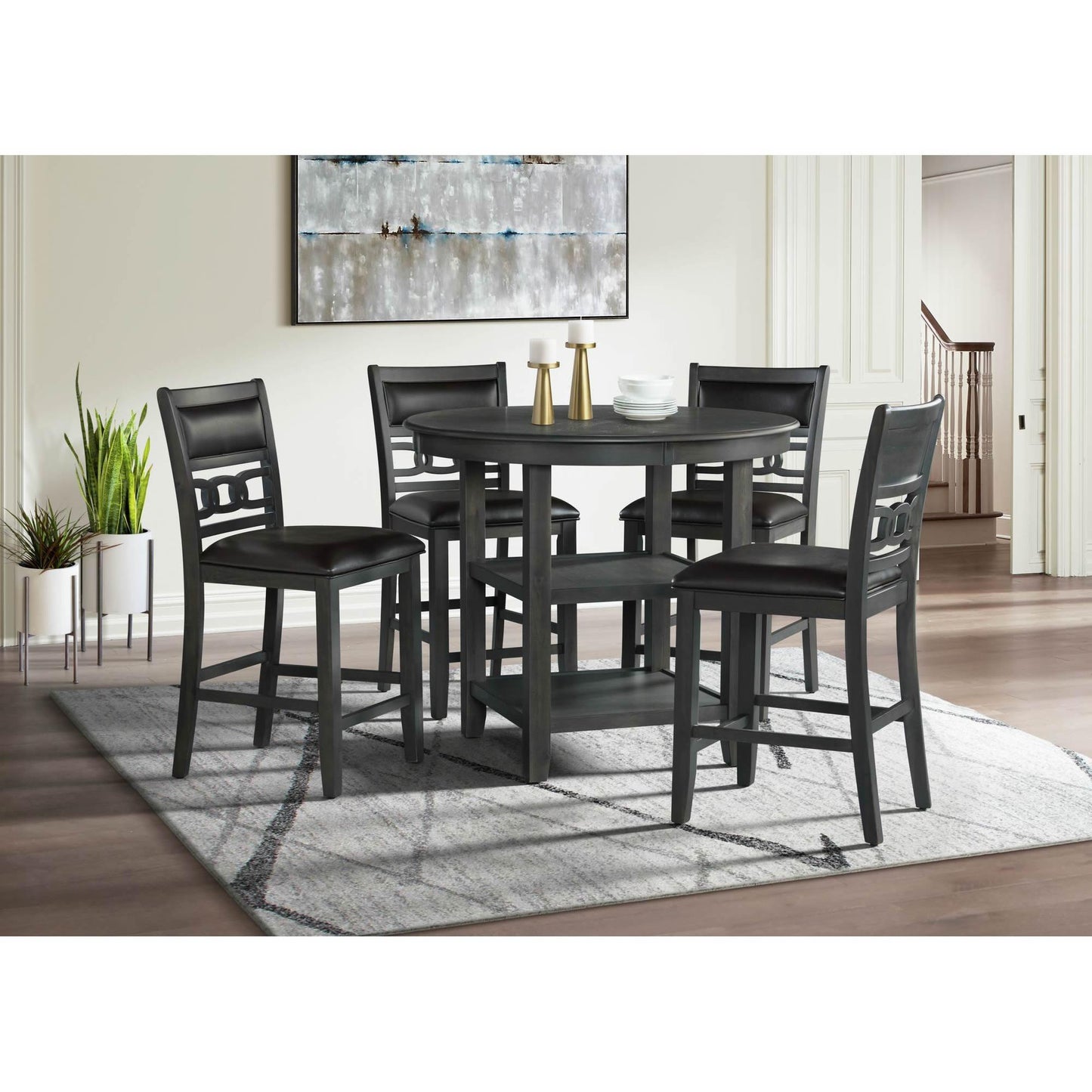  Elements International Amherst Counter Table w/Wood Leg Grey Finish IMAGE 7