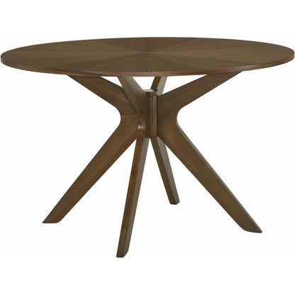  Elements International Weston Round Dining Table Walnut IMAGE 1