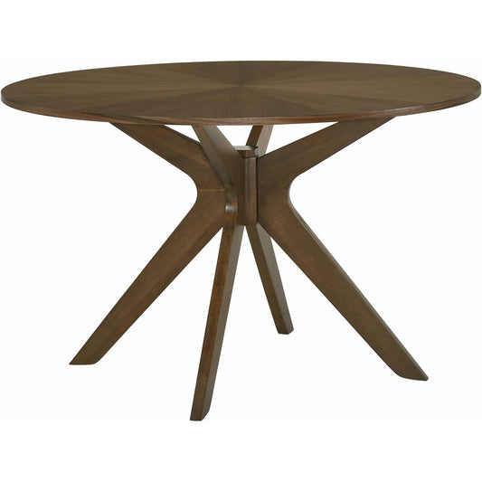  Elements International Weston Round Dining Table Walnut IMAGE 1