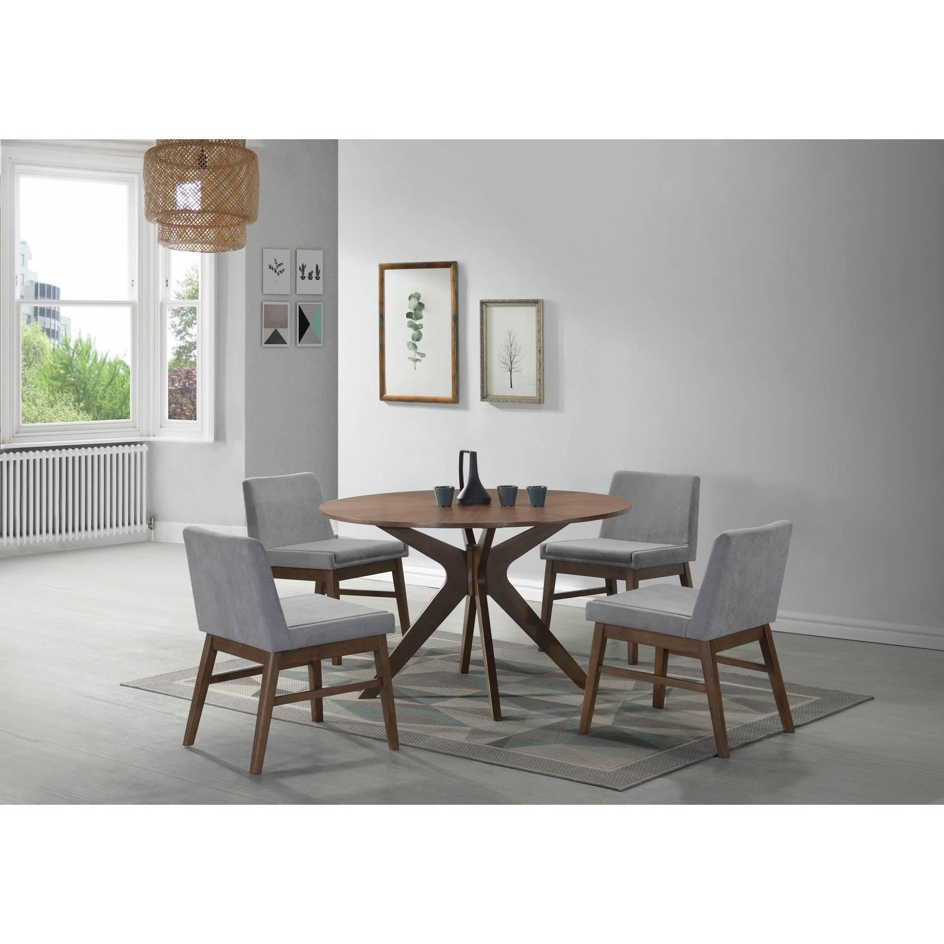  Elements International Weston Round Dining Table Walnut IMAGE 6