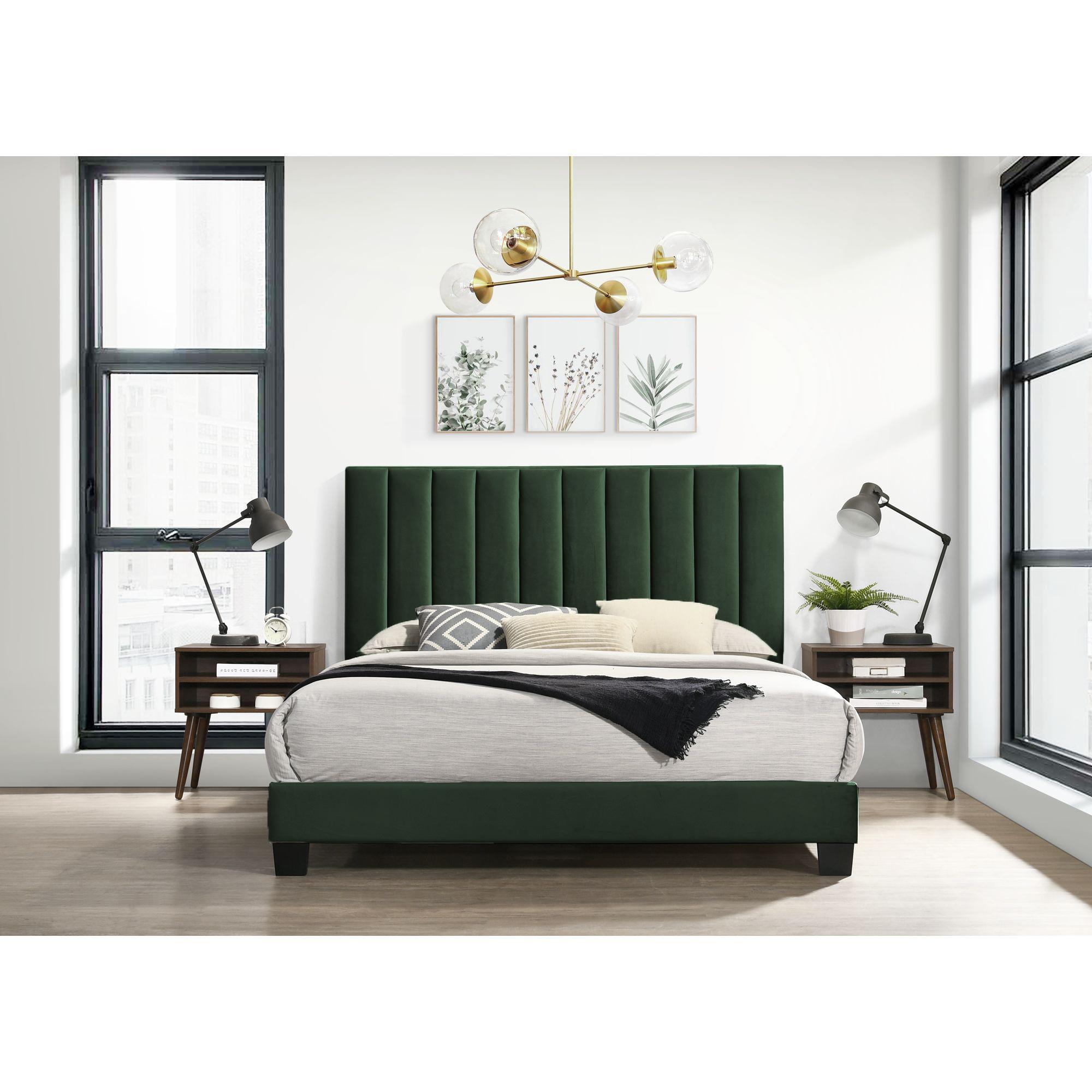  Elements International Coyote Queen Bed W/Carroll Emerald w/Two End Table IMAGE 1