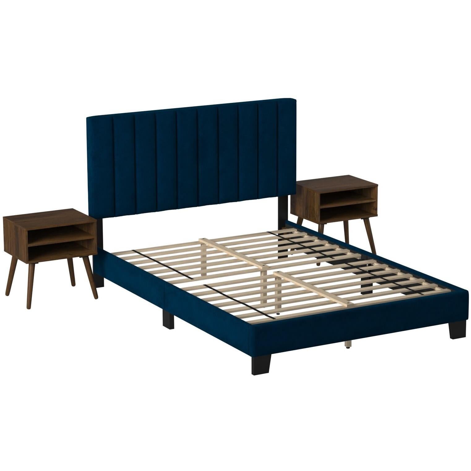  Elements International Coyote Queen Bed W/Carroll Grey w/Two End Table IMAGE 1