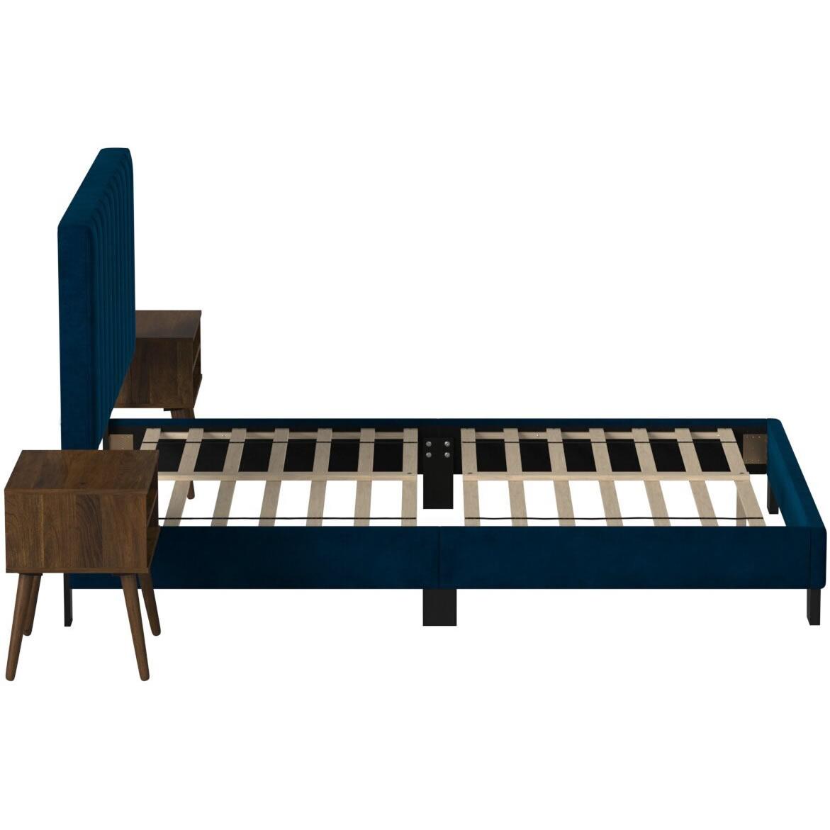  Elements International Coyote Queen Bed W/Carroll Grey w/Two End Table IMAGE 2
