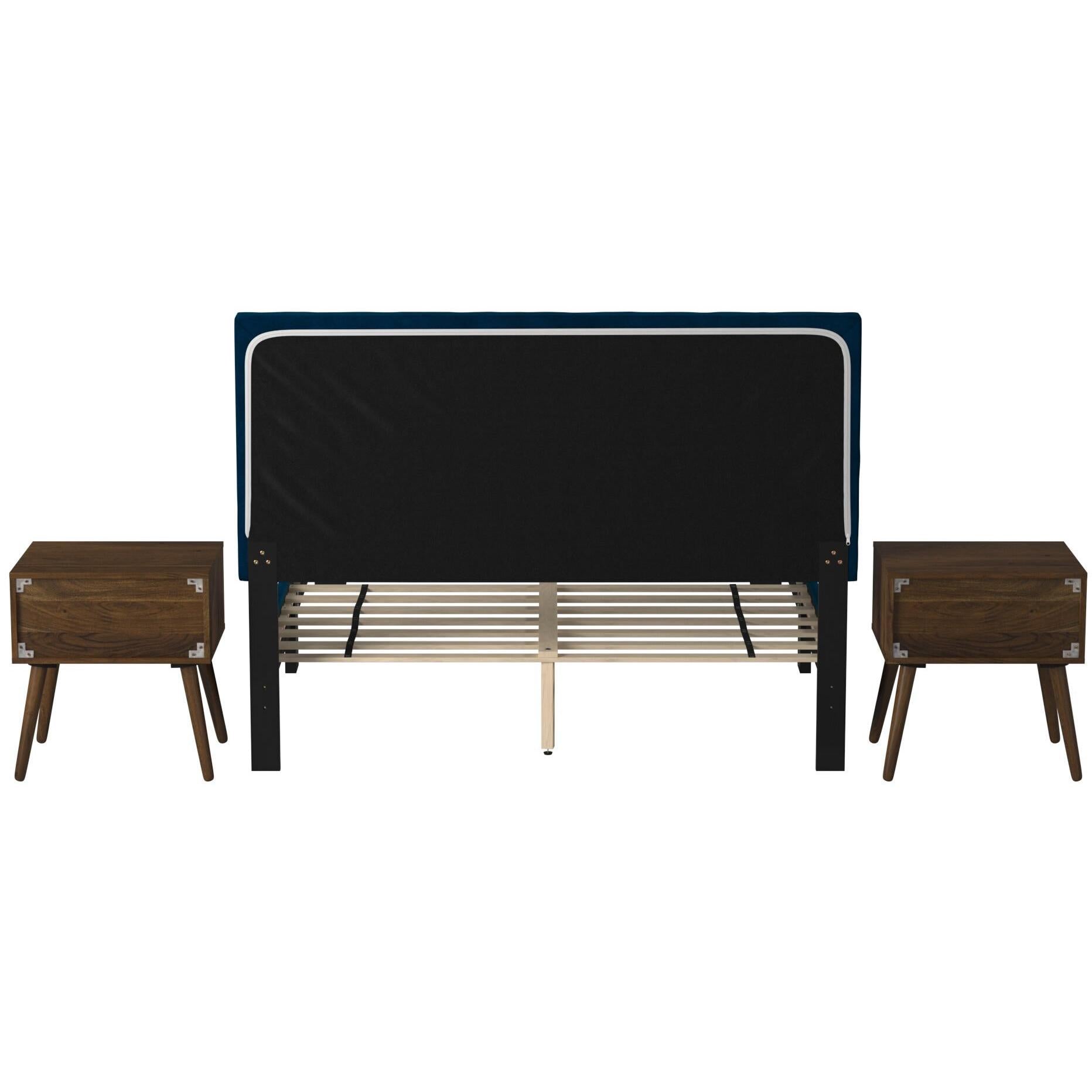  Elements International Coyote Queen Bed W/Carroll Grey w/Two End Table IMAGE 5