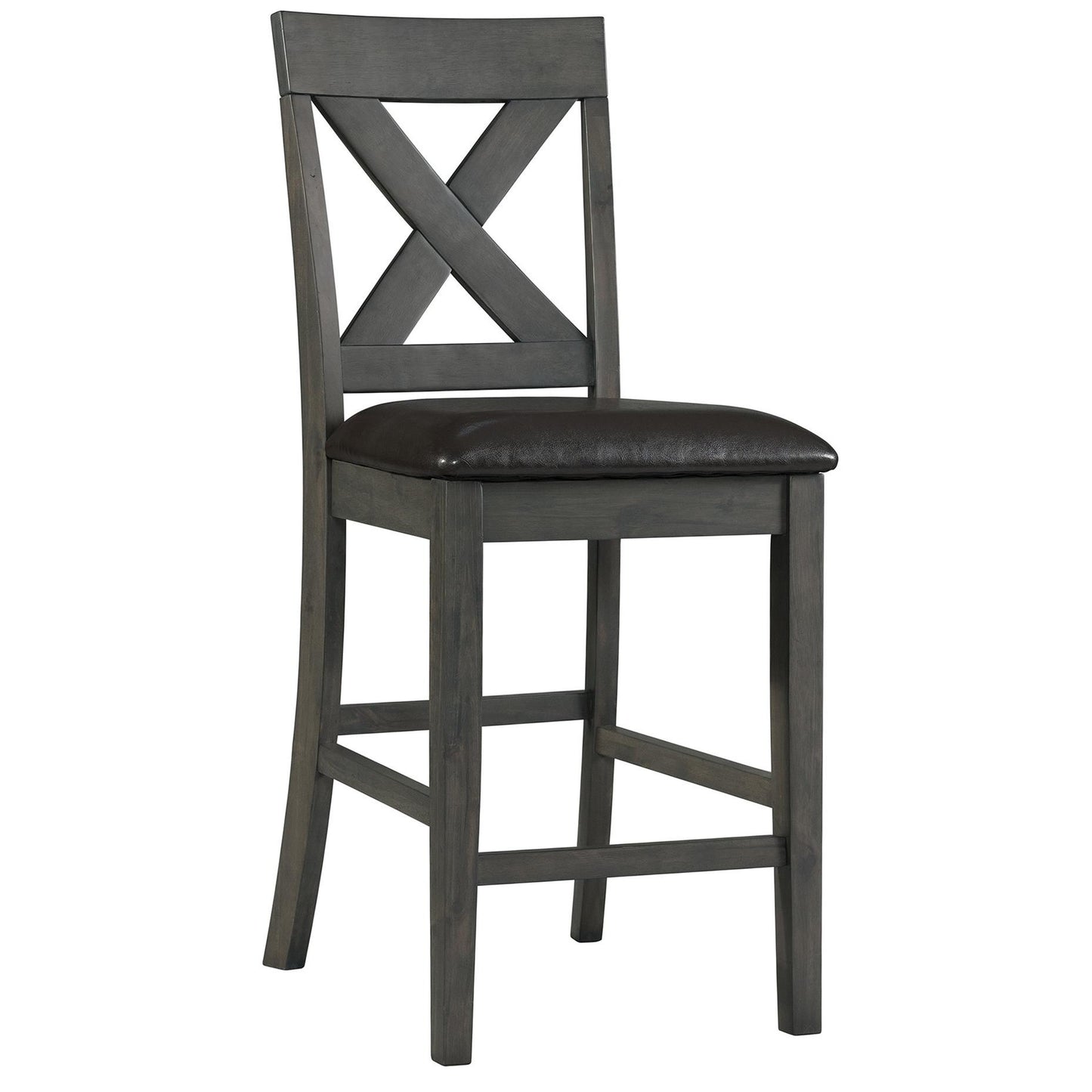  Elements International Alex Counter Side Chair W/Black PU Grey IMAGE 1