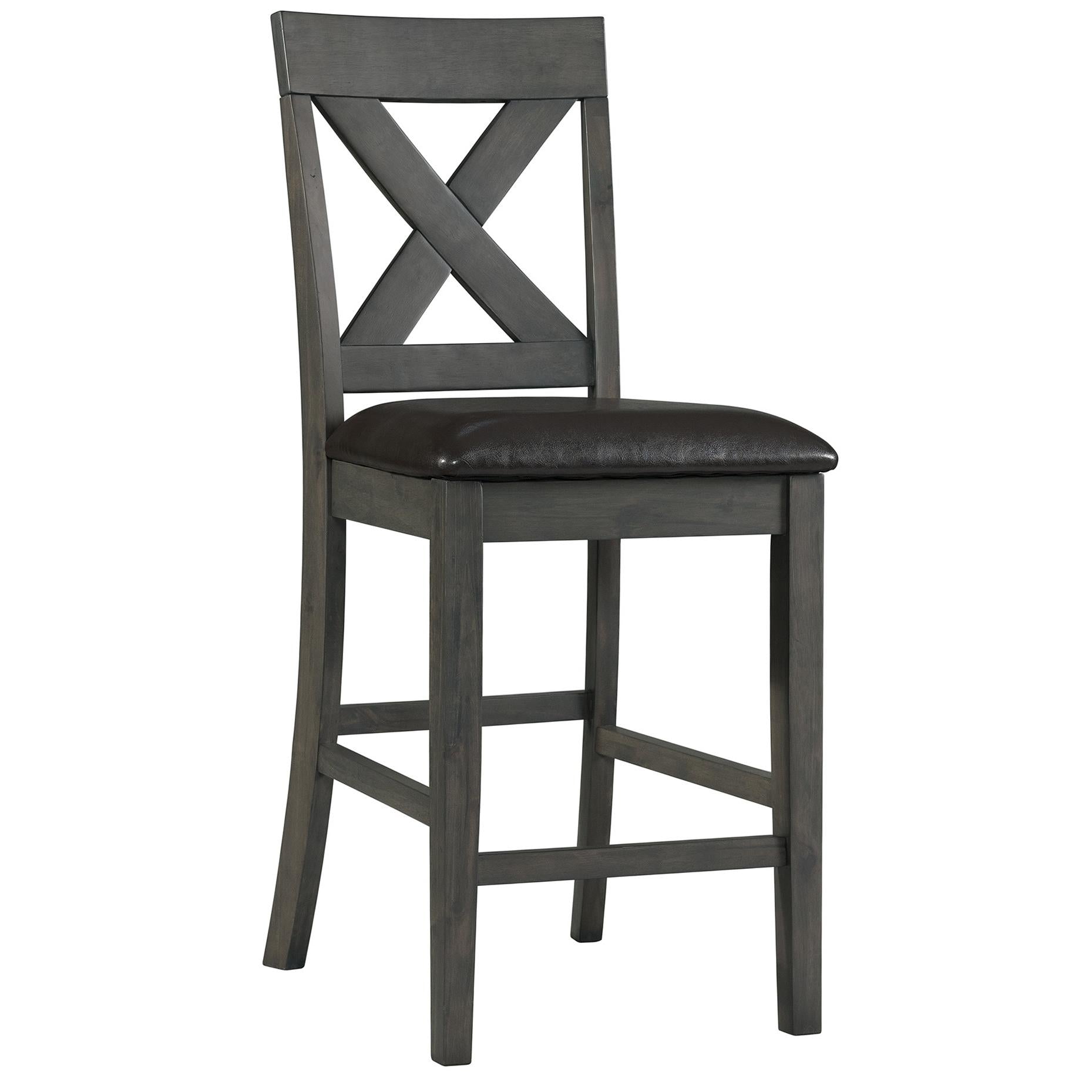  Elements International Alex Counter Side Chair W/Black PU Grey IMAGE 1