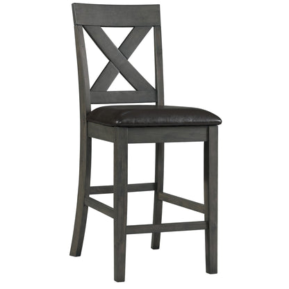  Elements International Alex Counter Side Chair W/Black PU Grey IMAGE 1