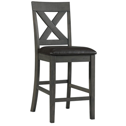  Elements International Alex Counter Side Chair W/Black PU Grey IMAGE 1