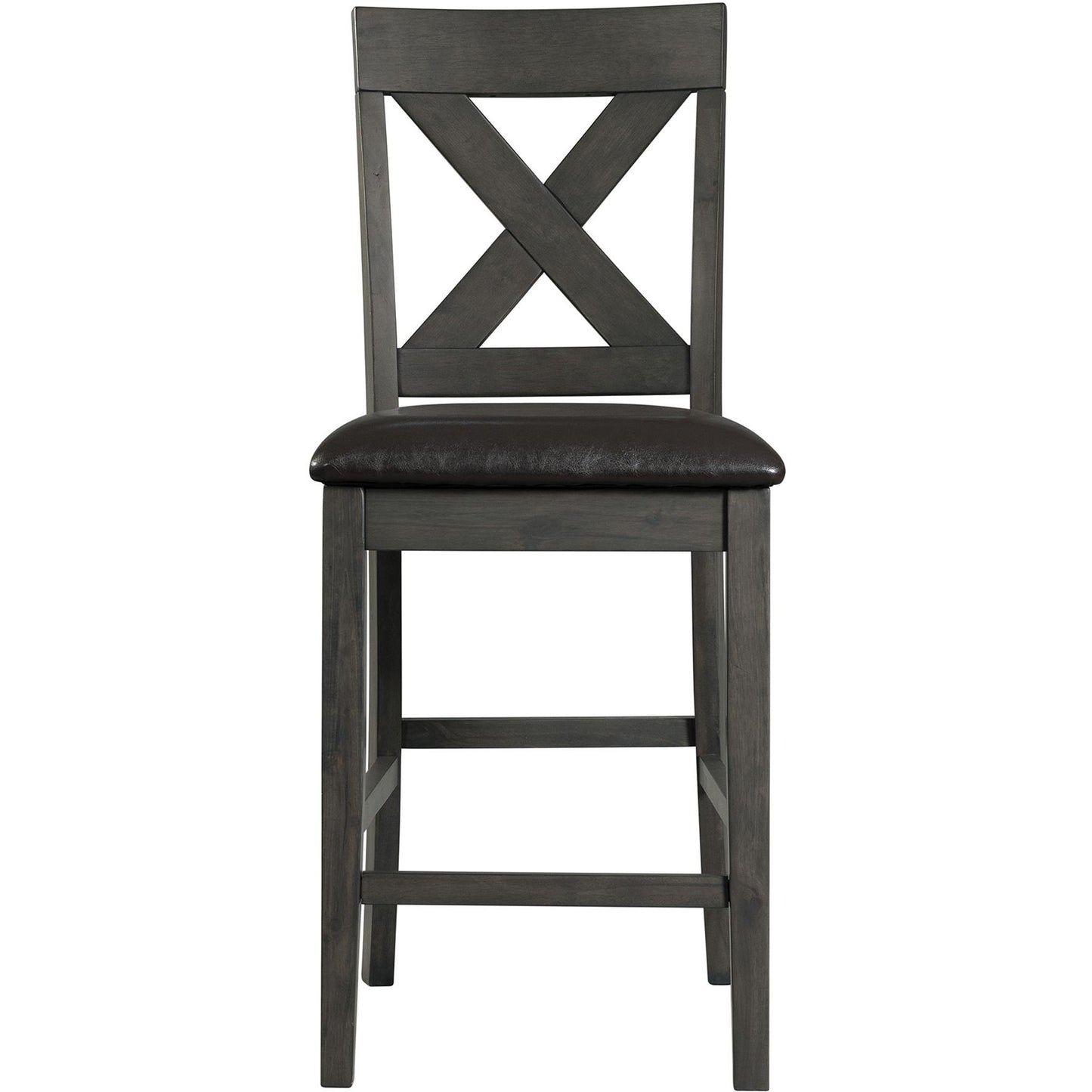  Elements International Alex Counter Side Chair W/Black PU Grey IMAGE 2