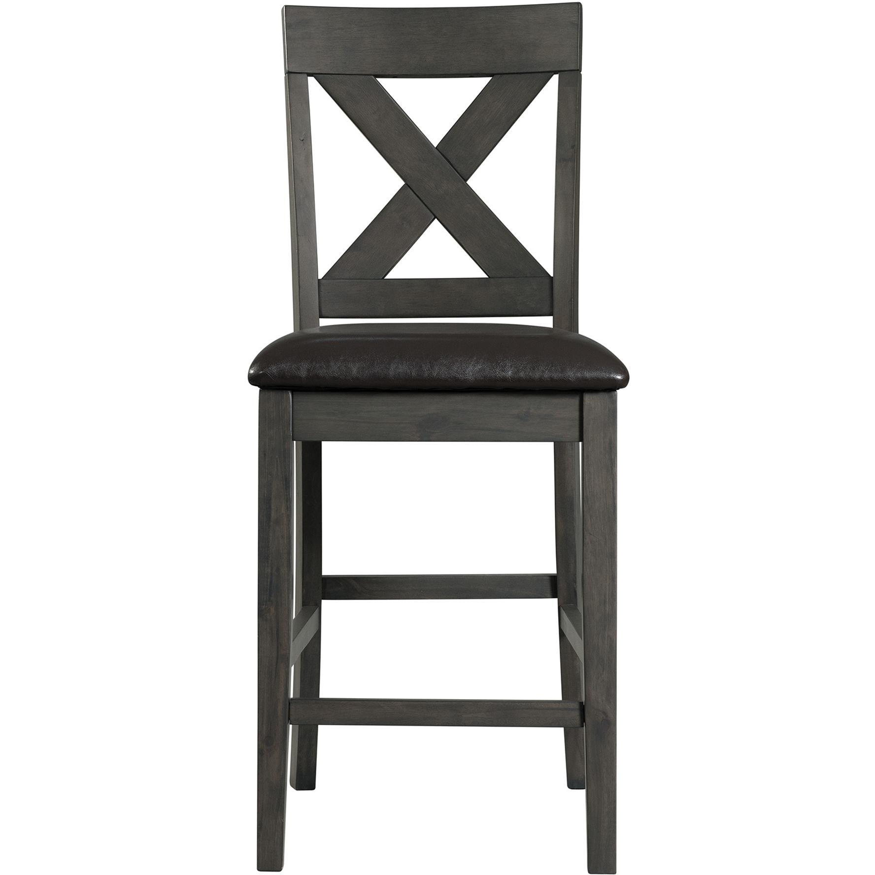  Elements International Alex Counter Side Chair W/Black PU Grey IMAGE 2