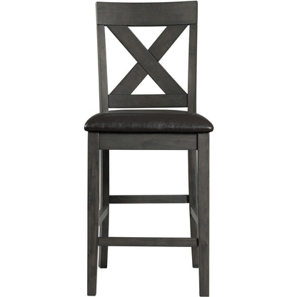  Elements International Alex Counter Side Chair W/Black PU Grey IMAGE 2