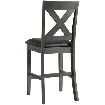  Elements International Alex Counter Side Chair W/Black PU Grey IMAGE 3