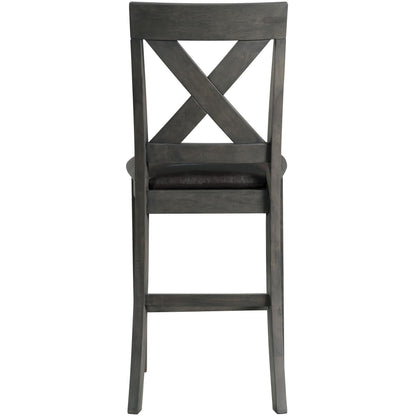  Elements International Alex Counter Side Chair W/Black PU Grey IMAGE 4
