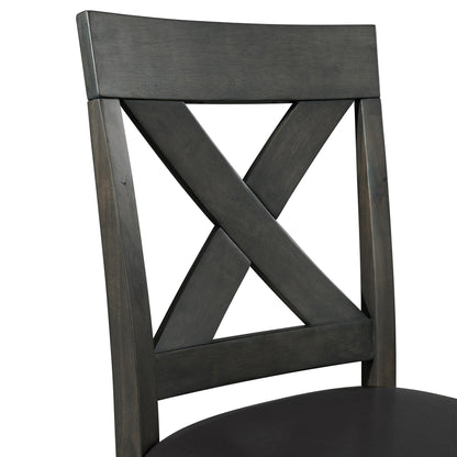  Elements International Alex Counter Side Chair W/Black PU Grey IMAGE 6