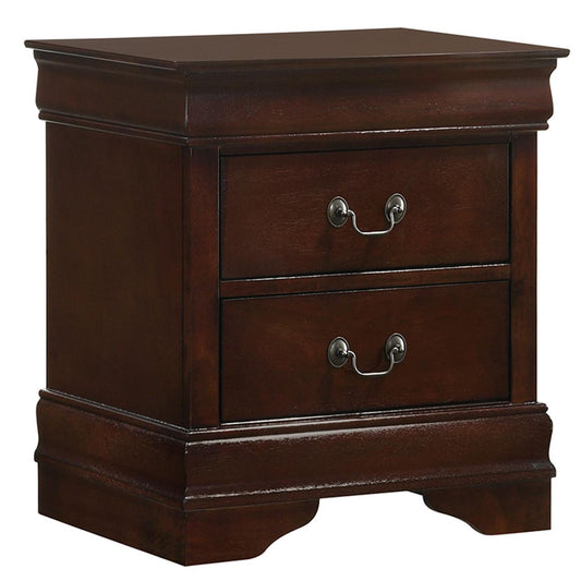  Elements International Louis Philippe 2-Drawer Nightstand in Cherry IMAGE 1
