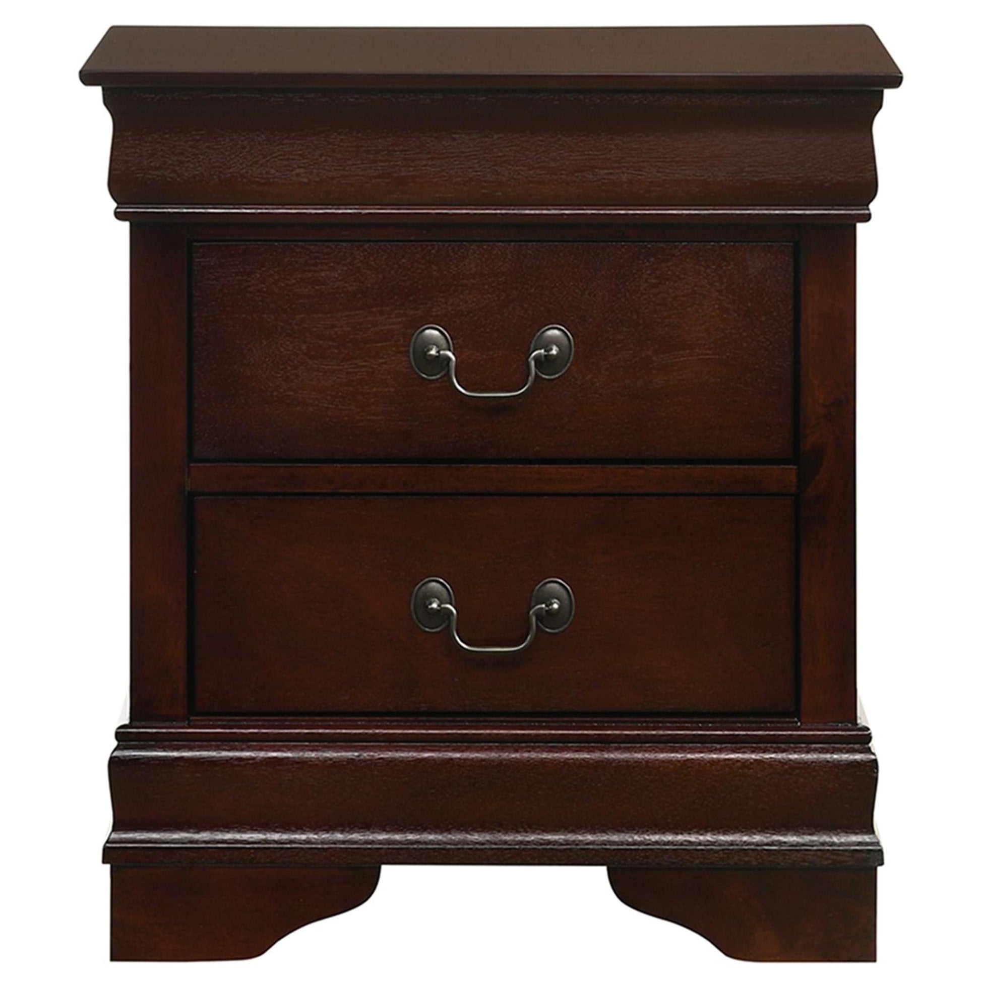  Elements International Louis Philippe 2-Drawer Nightstand in Cherry IMAGE 2