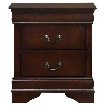  Elements International Louis Philippe 2-Drawer Nightstand in Cherry IMAGE 2