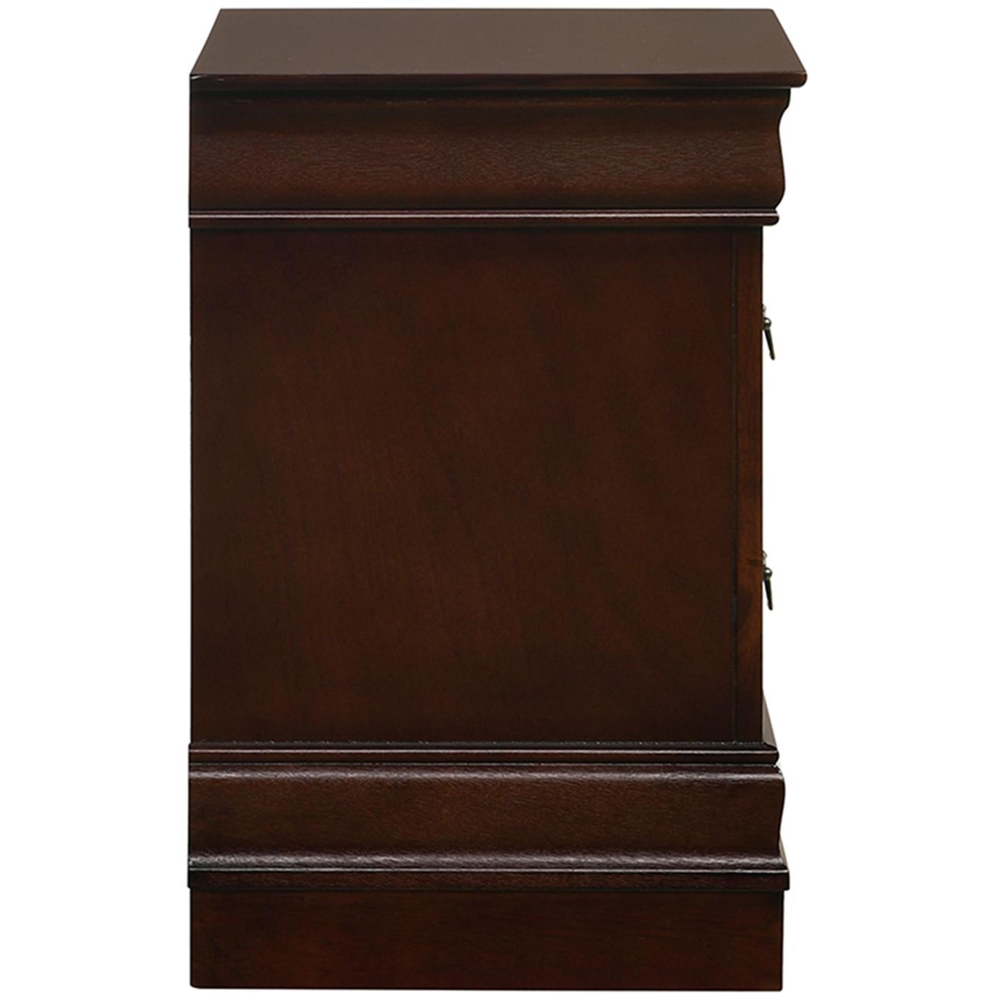  Elements International Louis Philippe 2-Drawer Nightstand in Cherry IMAGE 3