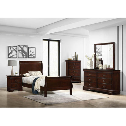  Elements International Louis Philippe 2-Drawer Nightstand in Cherry IMAGE 8