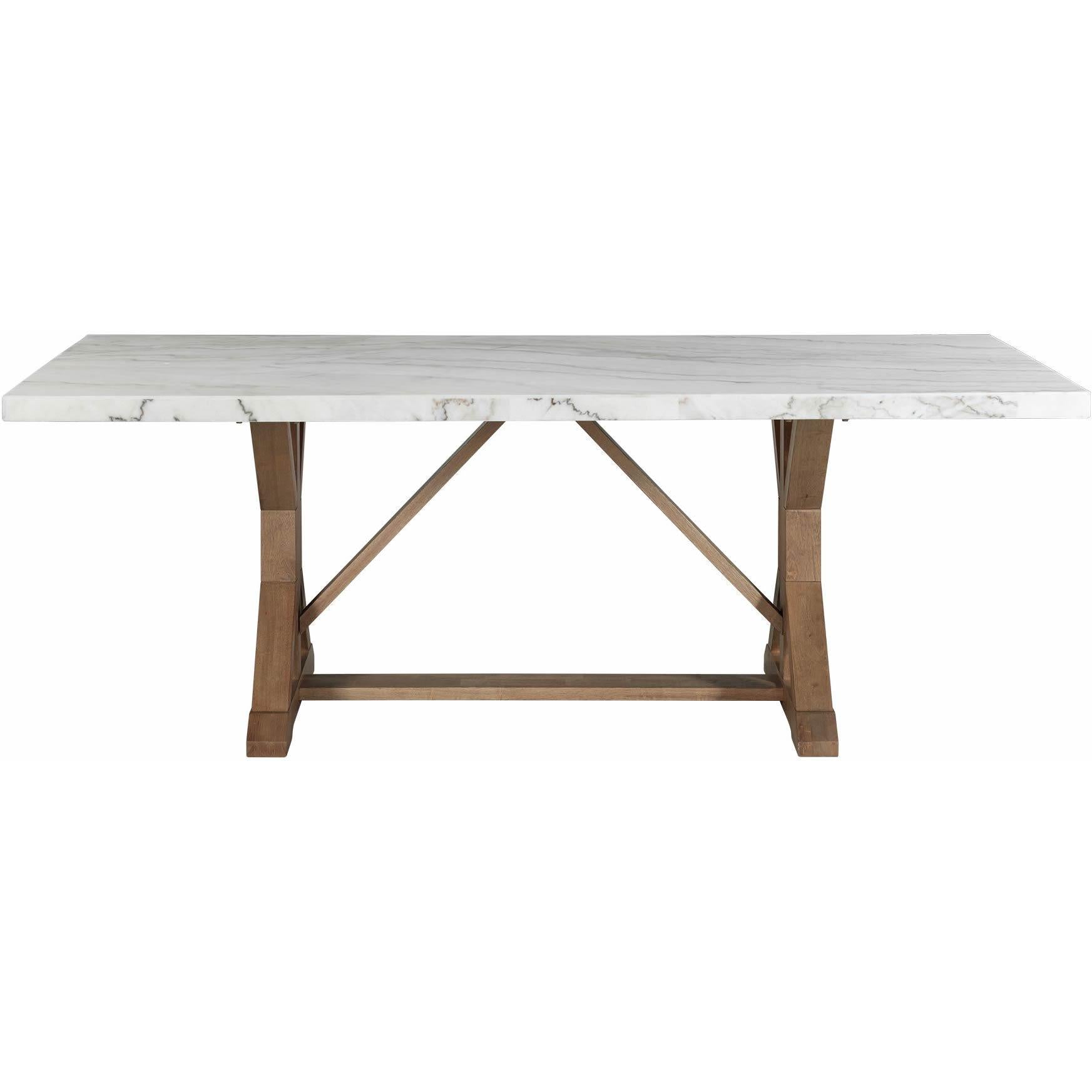  Elements International Lakeview White Marble Standard Height Rectangular Dining Table IMAGE 2