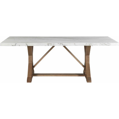  Elements International Lakeview White Marble Standard Height Rectangular Dining Table IMAGE 2