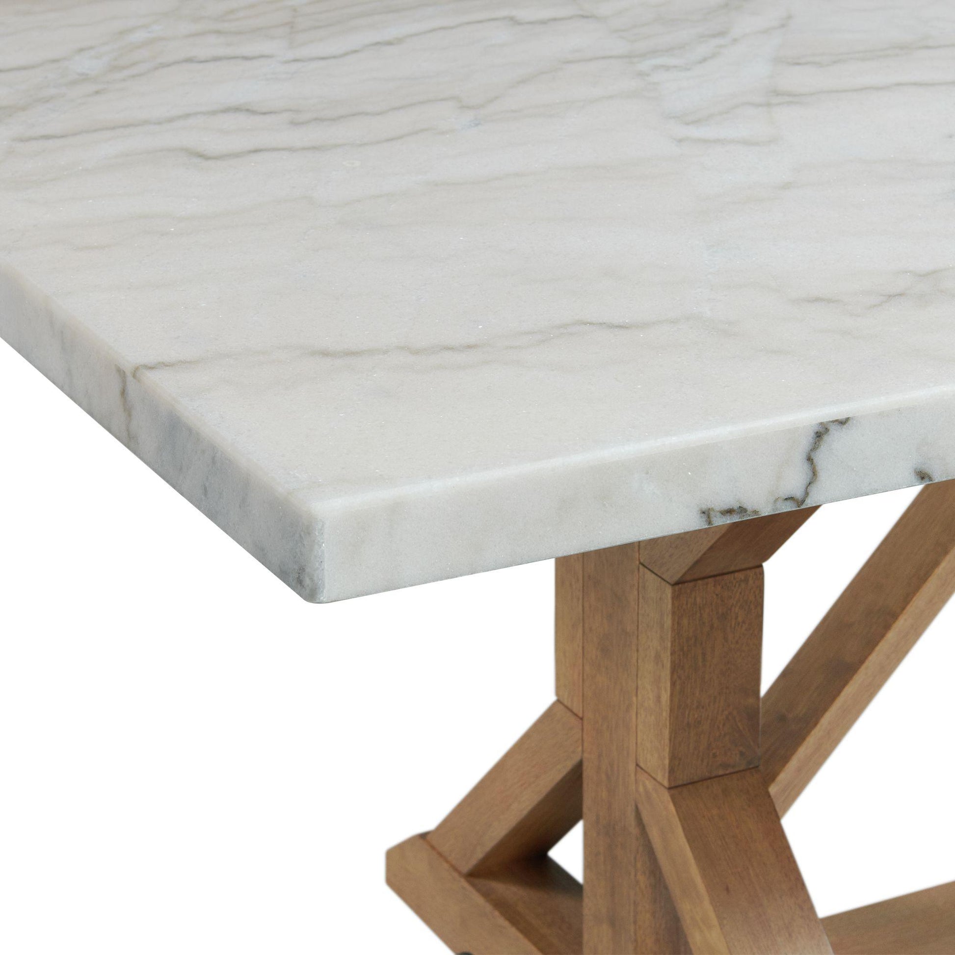  Elements International Lakeview White Marble Standard Height Rectangular Dining Table IMAGE 5