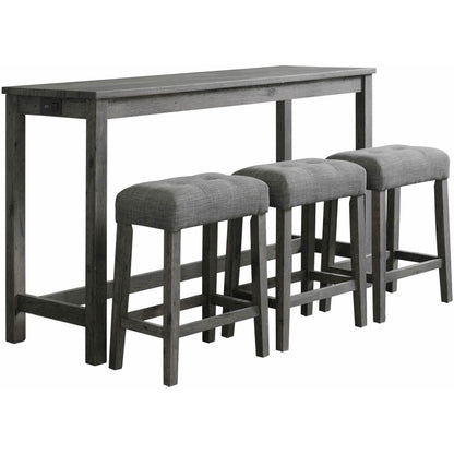  Elements International Oak Lawn Charcoal Grey Bar Table Single Pack (Table + 3 Grey Fabric Stools) IMAGE 1