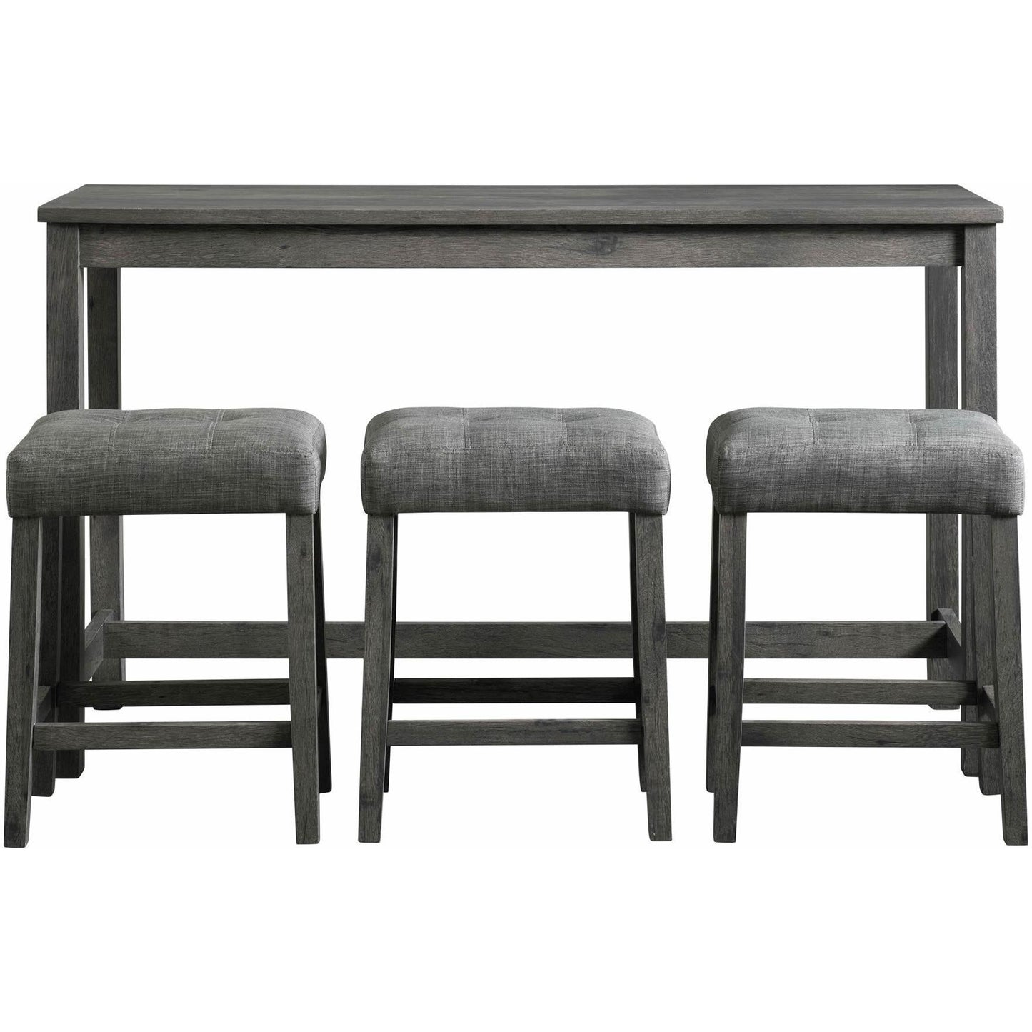  Elements International Oak Lawn Charcoal Grey Bar Table Single Pack (Table + 3 Grey Fabric Stools) IMAGE 2