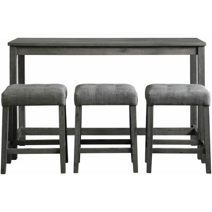  Elements International Oak Lawn Charcoal Grey Bar Table Single Pack (Table + 3 Grey Fabric Stools) IMAGE 2