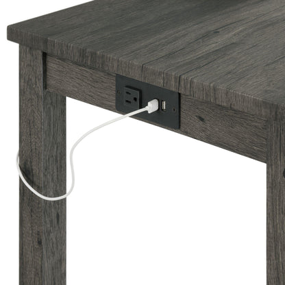  Elements International Oak Lawn Charcoal Grey Bar Table Single Pack (Table + 3 Grey Fabric Stools) IMAGE 5