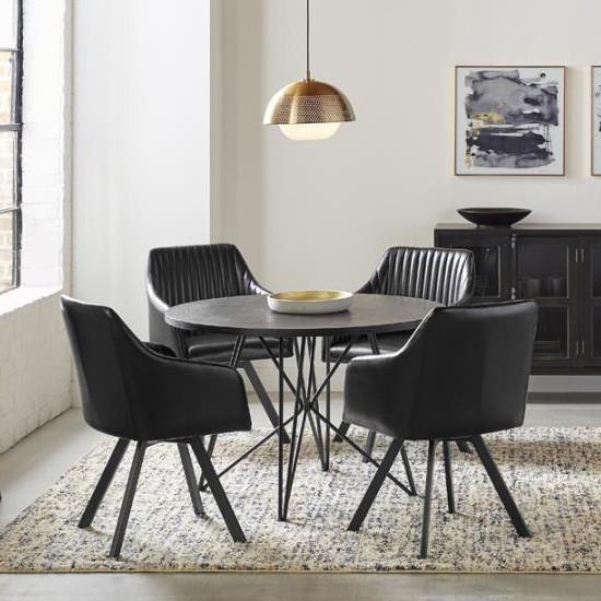  Coaster Furniture Arika 193372BLK Leatherette Upholstered Swivel Dining Arm Chair - Black IMAGE 2
