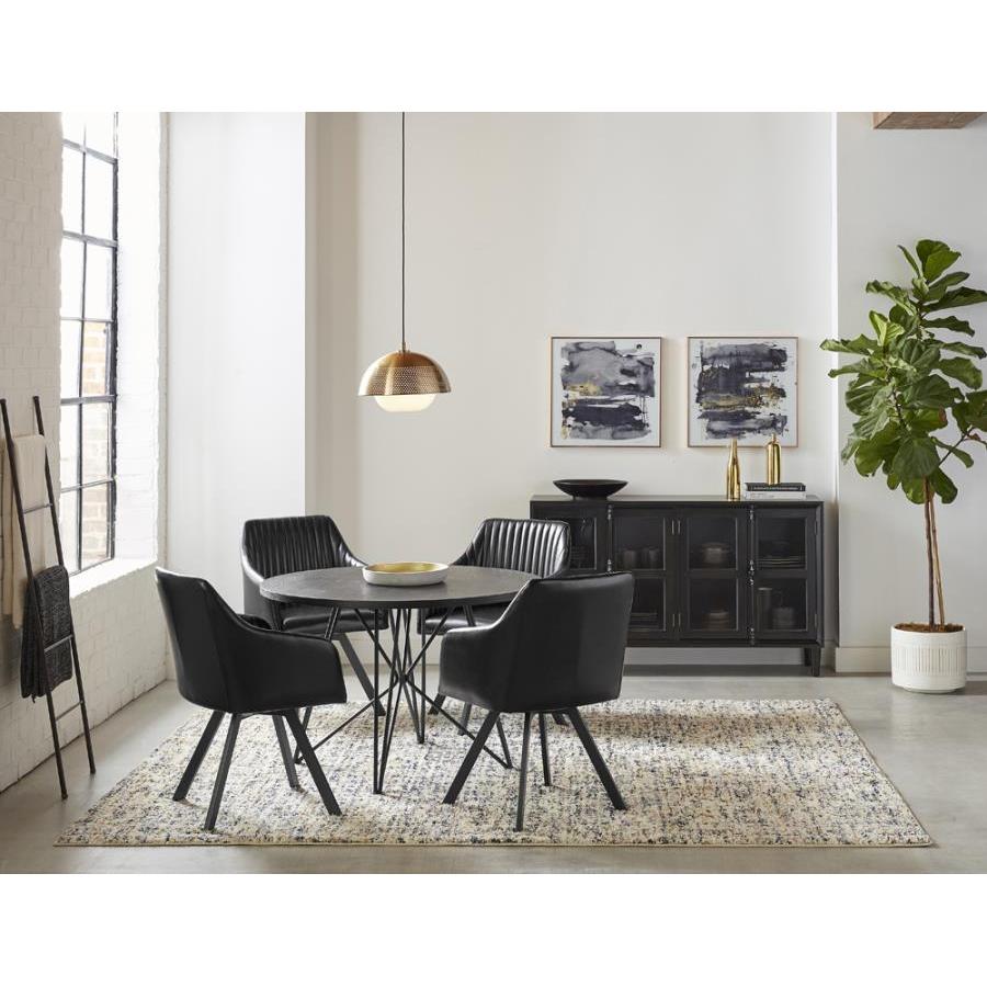  Coaster Furniture Arika 193372BLK Leatherette Upholstered Swivel Dining Arm Chair - Black IMAGE 3