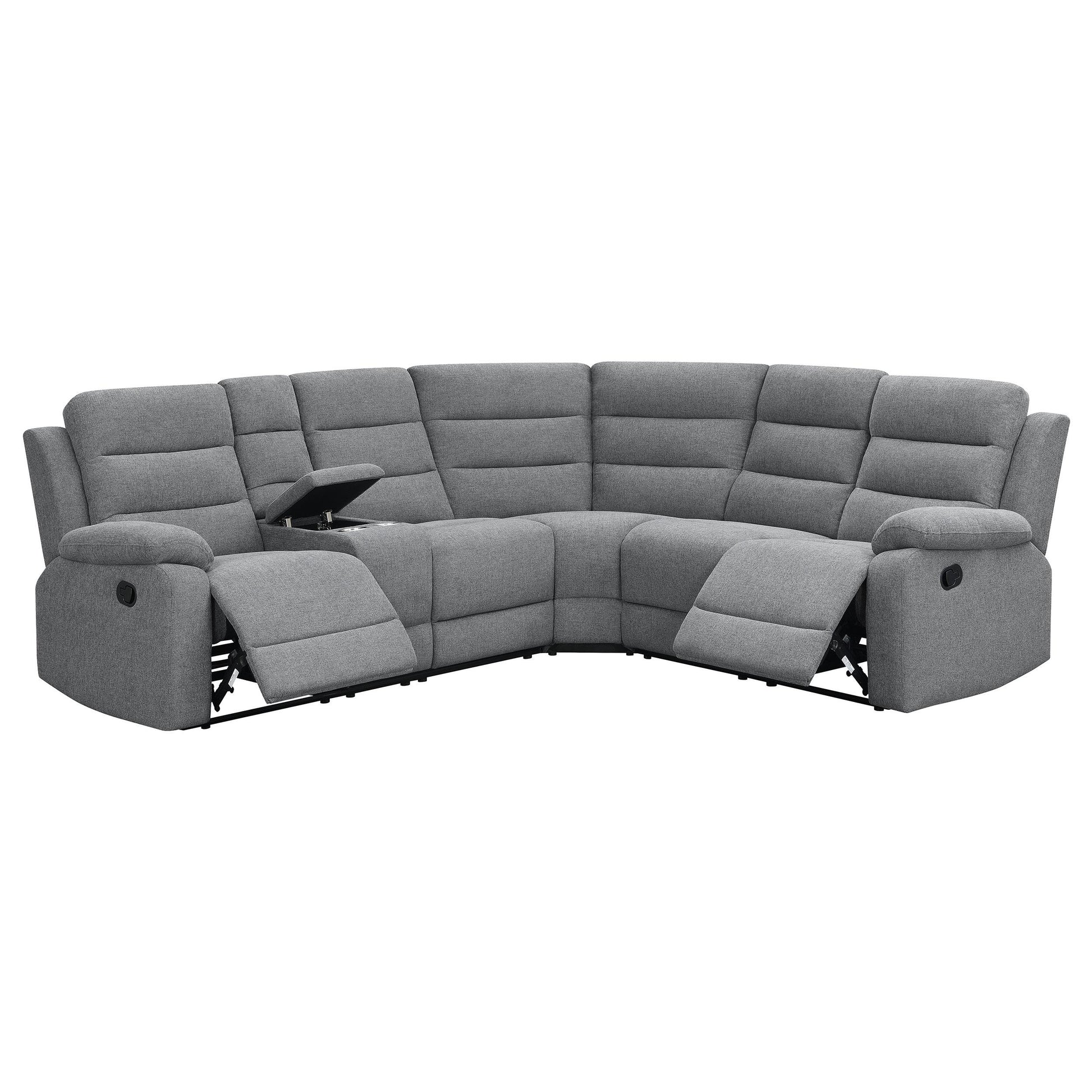 Coaster Furniture David 609620 Upholstered Reclining Sectional Sofa - Smoke IMAGE 2