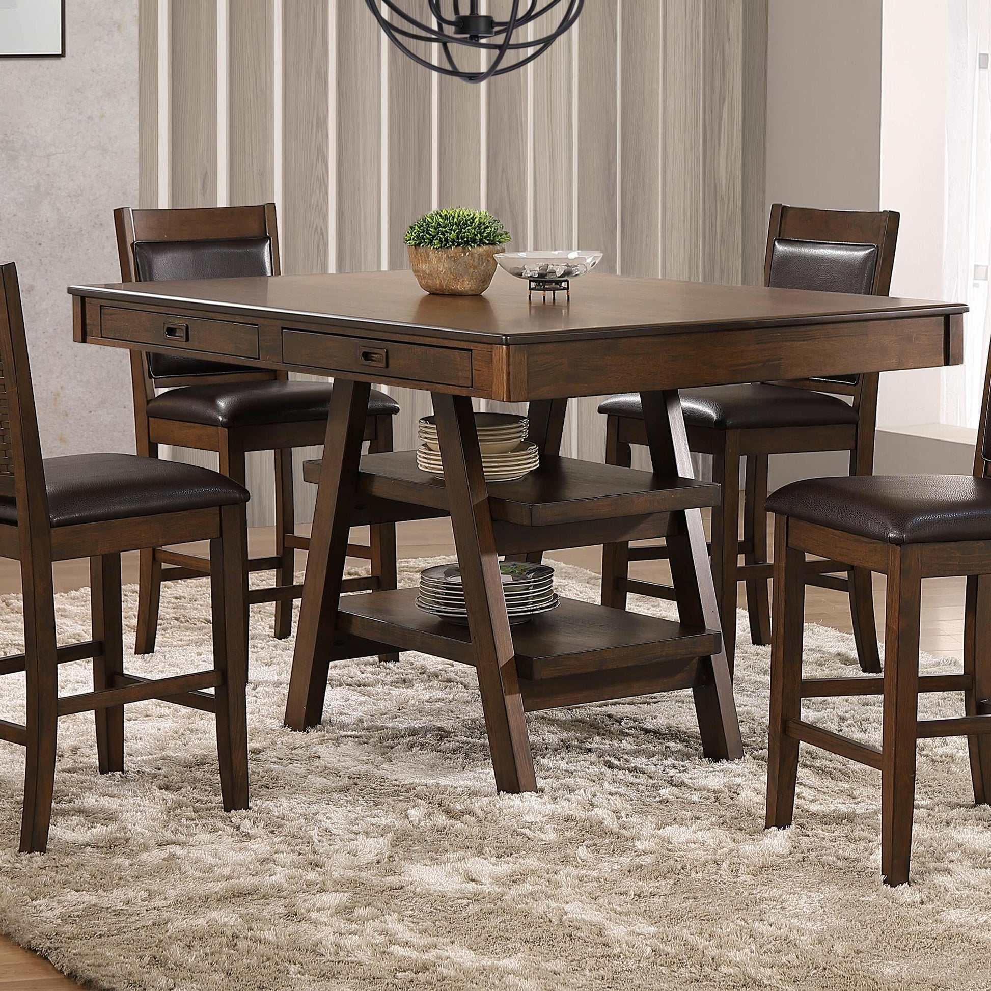 Coaster Furniture Dewey 115208 Rectangular 60-inch Counter Height Dining Table - Walnut IMAGE 6