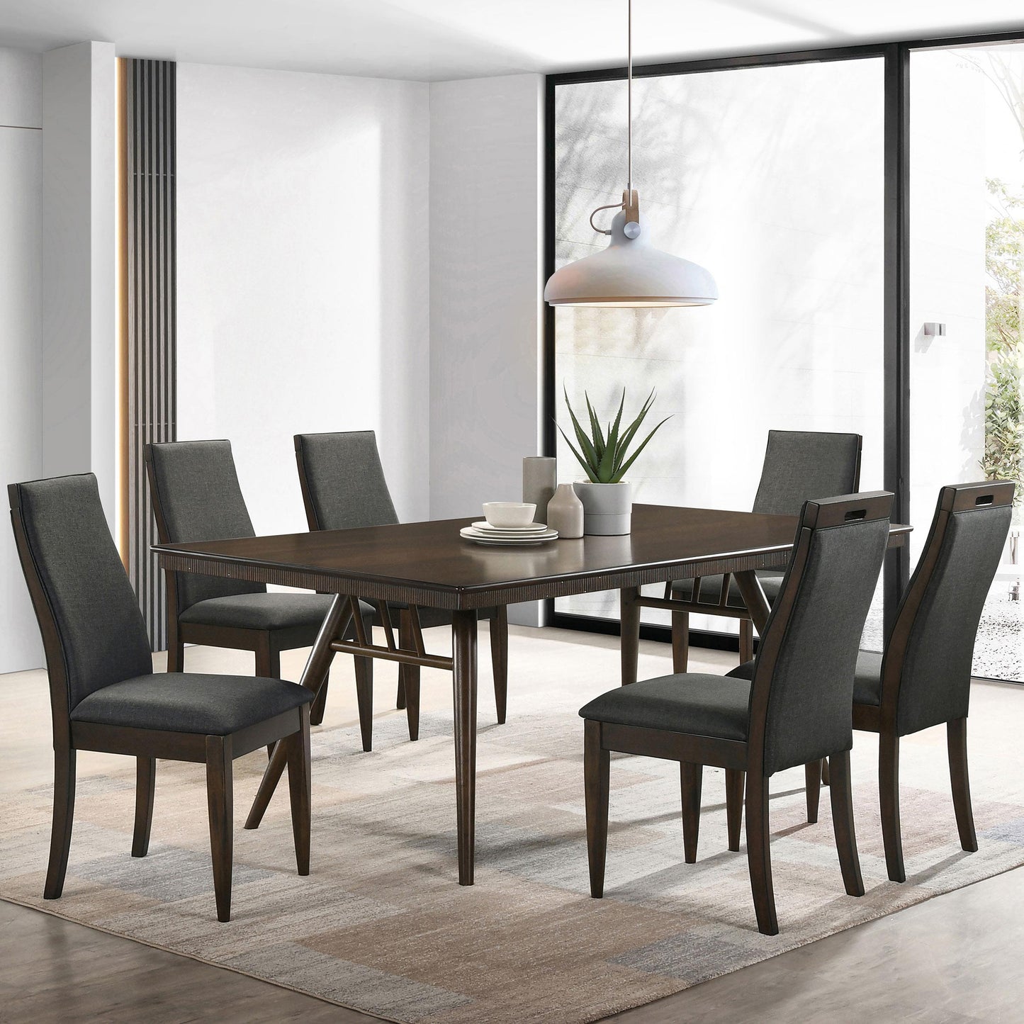 Coaster Furniture Wes 115271 Rectangular 80-inch Wood Dining Table - Dark Walnut IMAGE 5