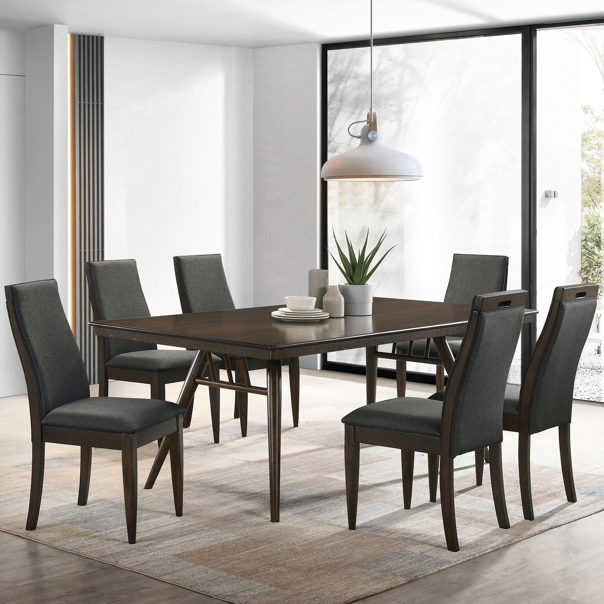 Coaster Furniture Wes 115271 Rectangular 80-inch Wood Dining Table - Dark Walnut IMAGE 5