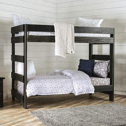  Furniture of America Arlette AM-BK100BK-BED-SLAT Twin/Twin Bunk Bed IMAGE 1