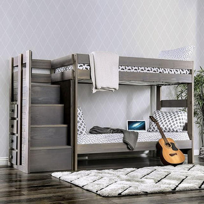  Furniture of America Ampelios AM-BK102GY-BED-SLAT Twin/Twin Bunk Bed IMAGE 1