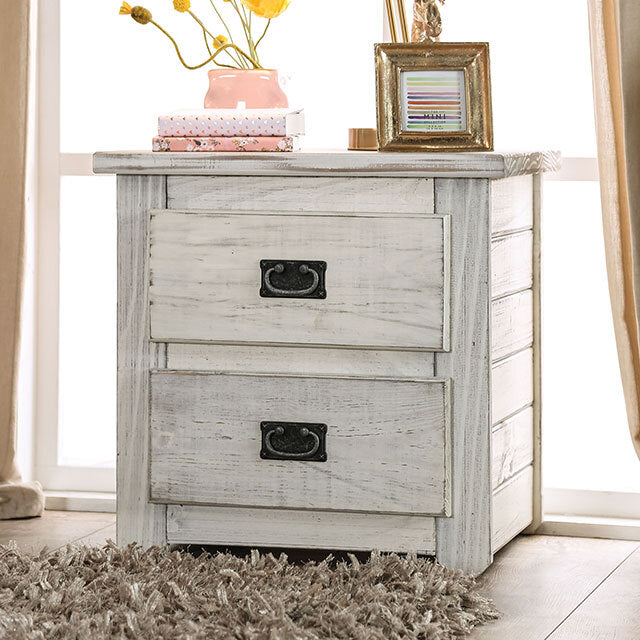  Furniture of America Rockwall 2-Drawer Kids Nightstand AM7000WH-N IMAGE 1