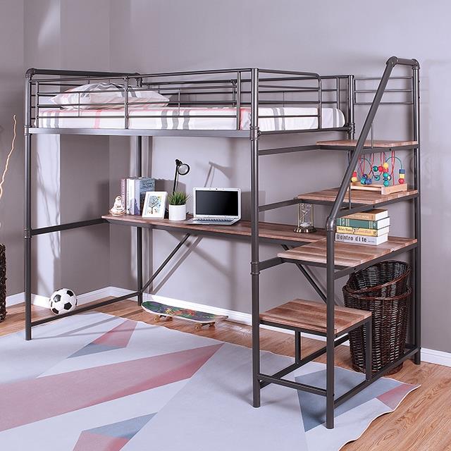 Furniture of America Rowley CM-BK657-BED Twin Bed/Workstation IMAGE 1