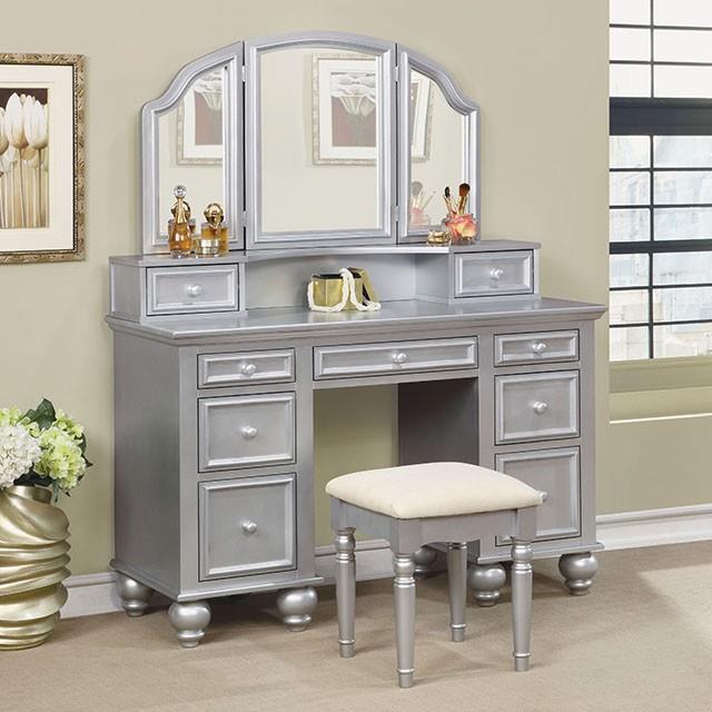 Furniture of America Athy CM-DK6848SV Vanity w/ Stool IMAGE 1